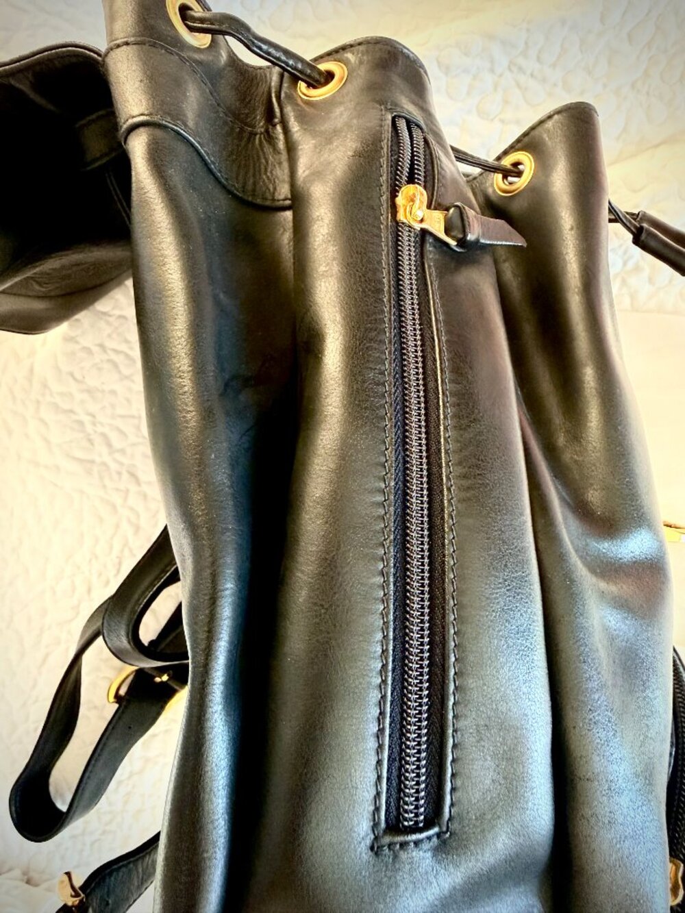 GIANNI VERSACE NEW LARGE BLACK LEATHER "MEDUSA" BACKPACK - Picture 9 of 15